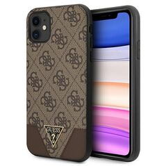 Guess case for iPhone 11 GUHCN61PU4GHBR brown hard case 4G Triangle Collection 3666339016302