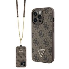 Guess case for iPhone 13 Pro Max 6,7&quot; GUHCP13XP4TDSCPW brown HC PU Leather Metal Logo Strass Crossbody 3666339146894
