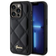 Guess case for iPhone 15 Pro Max 6,7&quot; GUHCP15XPSQSQSK black HC PU Quilted Metal Logo 3666339149635