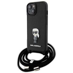 Karl Lagerfeld case for iPhone 15 6,1&quot; KLHCP15SSASKNPSK black HC Saffiano Ikonik Metal Pin Monogram Crossbody 3666339165871