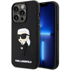 Karl Lagerfeld case for iPhone 14 Pro 6,1&quot; KLHCP14L3DRKINK black hardcase Rubber Ikonik 3D 3666339122645