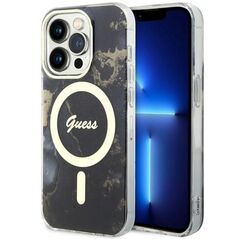 Guess case for iPhone 14 Pro Max 6,7&quot; GUHMP14XHTMRSK black hard case Golden Marble MagSafe 3666339115784