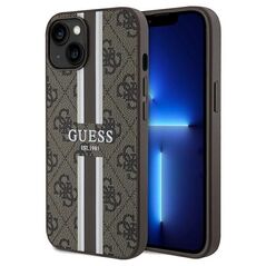 Guess case for  iPhone 15 6,1&quot; GUHMP15SP4RPSW HC MAGSAFE 4G PRINTED STRIPES BROWN 3666339203443