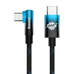 Baseus MVP Elbow angled cable Power Delivery cable with side plug USB Type C / USB Type C 1 m 100W 5A blue (CAVP000621)