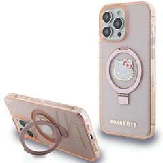 Original Case APPLE IPHONE 15 PRO MAX Hello Kitty Hardcase Ring Stand Glitter Electrop Logo MagSafe (HKHMP15XHRSGEP) pink 3666339189358