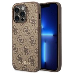 Guess iPhone 14 Pro Max 4G Metal Gold Logo Series Case - Brown