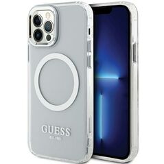 Guess Metal Outline Magsafe case for iPhone 12 / iPhone 12 Pro - silver