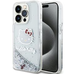 Hello Kitty Liquid Glitter Charms Kitty Head case for iPhone 13 Pro Max - silver
