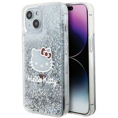 Hello Kitty Liquid Glitter Charms Kitty Head case for iPhone 14 - silver