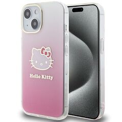 Hello Kitty IML Gradient Electrop Kitty Head case for iPhone 15 - pink