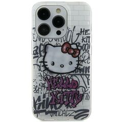 Hello Kitty IML Kitty On Bricks Graffiti case for iPhone 15 - white