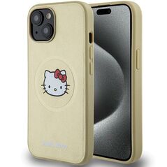 Hello Kitty Leather Kitty Head MagSafe case for iPhone 15 - gold