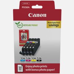 Canon Μελάνι Inkjet CLI-526 CMYK Value Pack (4540B019) (CANCLI-526PMP) έως 12 άτοκες Δόσεις