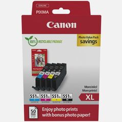 Canon Μελάνι Inkjet CLI-551XL CMYK Photo Value Pack (6443B008) (CANCLI-551XLPVP) έως 12 άτοκες Δόσεις