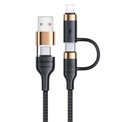 Cable 60W 1.2m PD Fast Charge USB + USB-C - USB-C + Lightning Usams U62 SJ483USB01 (US-SJ483) black 6958444928937