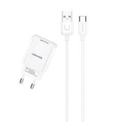 Wall Charger 2.1A + Cable 1m USB - USB-C Usams T21 Fast Charging T21OCTC01 white 6958444969930