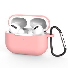 Case for AirPods Pro 2 / AirPods Pro Silicone Soft Earphone Cover + Keychain Lobster Clasp Pendant Pink (Case D)
