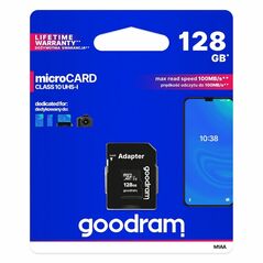 GOODRAM ΚΑΡΤΑ microSD HC 128GB + SD Adapter UHS-1 Class10 GR-MSDHC128GB-10 81192 έως 12 άτοκες Δόσεις