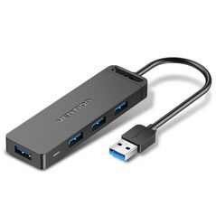 VENTION 4-Port USB 3.0 Hub with Power Supply 0.5M Black (CHLBD) (VENCHLBD) έως 12 άτοκες Δόσεις