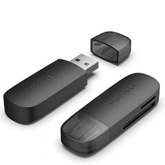 VENTION 2 in 1 USB 3.0 A Card Reader (SD+TF) Black Dual Drive Letter (CLGB0) (VENCLGB0) έως 12 άτοκες Δόσεις