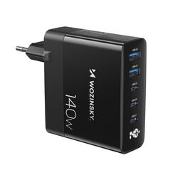 Wozinsky CGWCB 140W GaN wall charger 3 x USB-C / 2 x USB-A - black