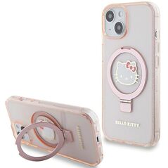 Hello Kitty Ring Stand Glitter Electrop Logo MagSafe Case for iPhone 15/14/13 - Pink