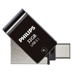 Philips 2-in-1 32GB USB 3.1 Stick με σύνδεση USB-C Μαύρο (PHUSB32G2IN1OTGGU3C) (PHIPHUSB32G2IN1OTGGU3C) έως 12 άτοκες Δόσεις