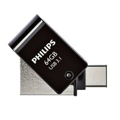 Philips 2-in-1 64GB USB 3.1 Stick με σύνδεση USB-C Μαύρο (PHUSB64G2IN1OTGGU3C) (PHIPHUSB64G2IN1OTGGU3C) έως 12 άτοκες Δόσεις
