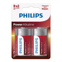 Philips Power Αλκαλικές Μπαταρίες D 1.5V 2τμχ (LR20P2B/10) (PHILR20P2B-10) έως 12 άτοκες Δόσεις