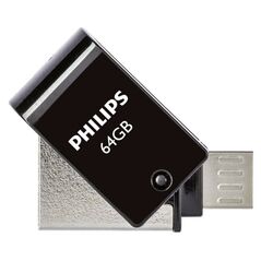 Philips 2-in-1 64GB USB 2.0 Stick με σύνδεση micro USB-B Μαύρο (PHUSB64G2IN1OTGG) (PHIPHUSB64G2IN1OTGG) έως 12 άτοκες Δόσεις