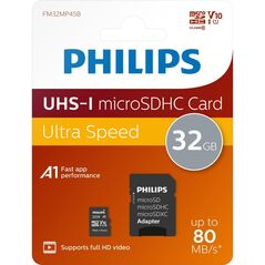 Philips microSDHC 32GB Class 10 U1 UHS-I με αντάπτορα (PHMSDA32GUHSIU1P2) (PHIPHMSDA32GUHSIU1P2) έως 12 άτοκες Δόσεις
