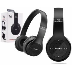 Foldable headphones Wireless P47 Bluetooth 5.0 EDR MicroSD MP3 microphone black 5902429902680