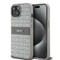 DKNY case for iPhone 15 6,1&quot; DKHCP15SPRTHSLE beige HC PU repeat texture pattern w tonal stripe 3666339260538