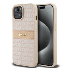 DKNY case for iPhone 15 6,1&quot; DKHCP15SPRTHSLP pink HC PU repeat texture pattern w tonal stripe 3666339260675