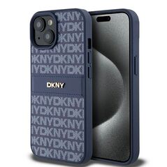 DKNY case for iPhone 15 6,1&quot; DKHCP15SPRTHSLB blue HC PU repeat texture pattern w tonal stripe 3666339260811