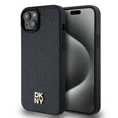 DKNY case for iPhone 15 Plus 6,7&quot; DKHMP15MPSHRPSK black HC Magsafe pu repeat pattern w stack logo 3666339261528