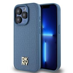 DKNY case for iPhone 15 Pro 6,1&quot; DKHMP15LPSHRPSB blue HC Magsafe pu repeat pattern w stack logo 3666339261672
