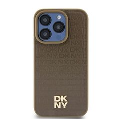 DKNY case for iPhone 15 Plus 6,7&quot; DKHMP15MPSHRPSW brown HC Magsafe pu repeat pattern w stack logo 3666339261801