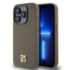 DKNY case for iPhone 15 Pro 6,1&quot; DKHMP15LPSHRPW brown HC Magsafe pu repeat pattern w stack logo 3666339261818