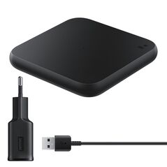Samsung Duo Pad inductive charger with EP-P1300TBEGEU Qi 9W wall charger - black