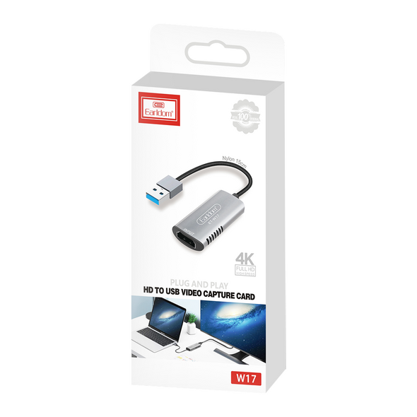 [product / manufacturer] External Capture card Earldom ET-W17, USB, HDMI, Full HD, Gray - 40233 έως 12 άτοκες Δόσεις