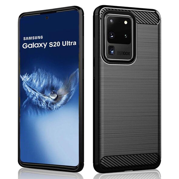 Techsuit Husa pentru Samsung Galaxy S20 Ultra 4G / S20 Ultra 5G - Techsuit Carbon Silicone - Black 5949419062429 έως 12 άτοκες Δόσεις