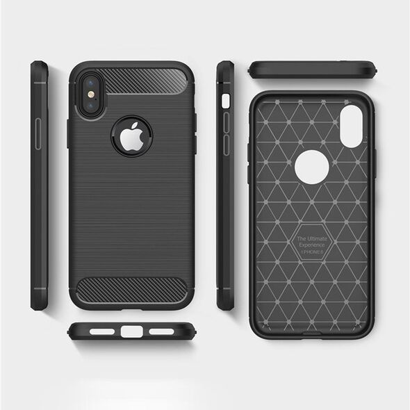 Techsuit Husa pentru iPhone X / XS - Techsuit Carbon Silicone - Black 5949419062047 έως 12 άτοκες Δόσεις