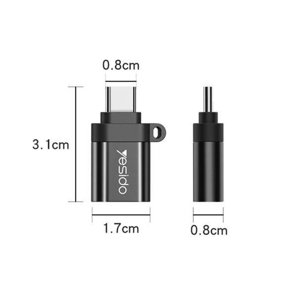 Yesido Adaptor OTG Type-C la USB 3.0 5Gbps - Yesido (GS06) - Black 6971050262554 έως 12 άτοκες Δόσεις