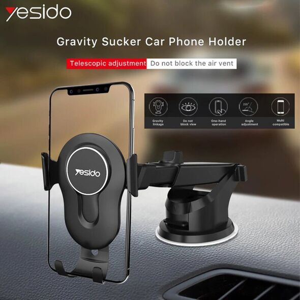 Yesido Suport Auto Telefon pentru Parbriz si Bord - Yesido Extendable Arm (C44) - Black 6971050263056 έως 12 άτοκες Δόσεις