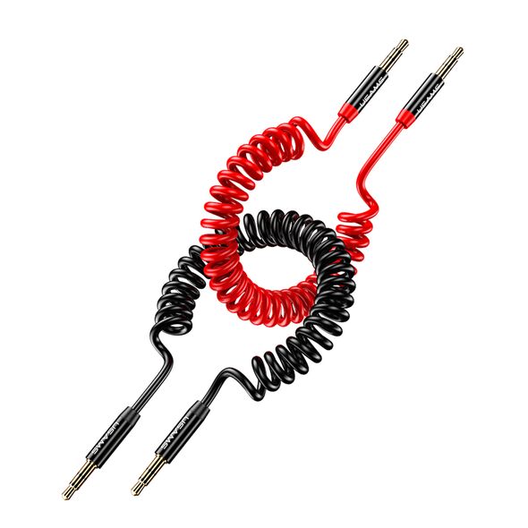USAMS Cablu Adaptor Spiralat Jack la Jack 1.2m - USAMS (US-SJ256) - Black 6958444959306 έως 12 άτοκες Δόσεις