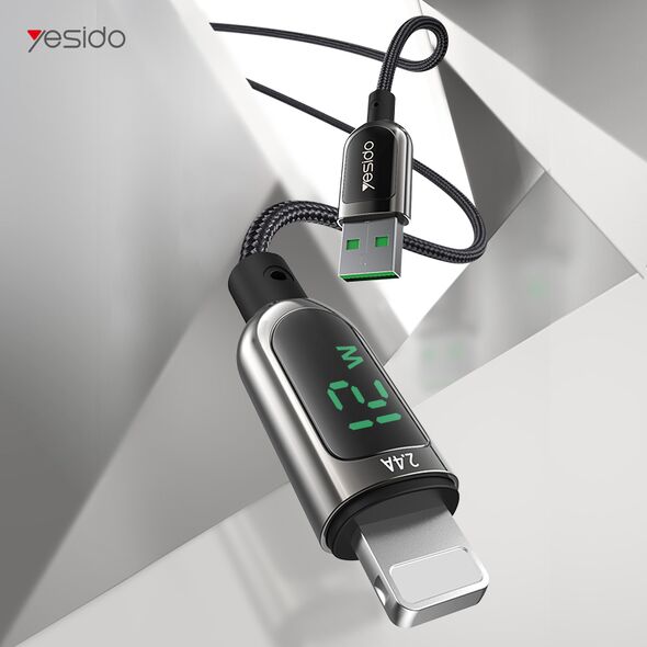 Yesido Cablu de Date USB la Lightning 2.4A, Display Digital , 1.2m - Yesido (CA-84) - Black 6971050265289 έως 12 άτοκες Δόσεις