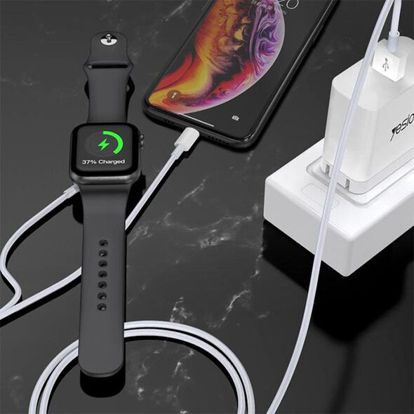 Yesido Incarcator wireless cu cablu USB la Apple Watch, Lightning, 2.4A, 1.2m - Yesido (CA-70) - White 6971050264152 έως 12 άτοκες Δόσεις