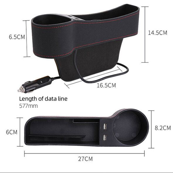 Techsuit Organizator Auto cu Porturi 2 x USB - Techsuit (SGSB-01) - Black 5949419030503 έως 12 άτοκες Δόσεις