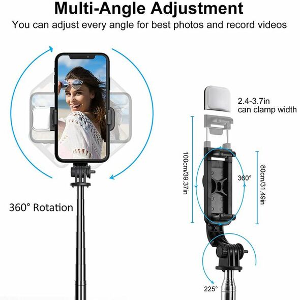 Techsuit Selfie Stick Bluetooth - Techsuit Remote and Tripod Mount LED (L03S) - White 5949419062627 έως 12 άτοκες Δόσεις
